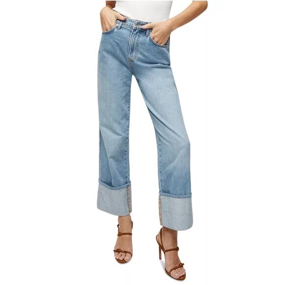 VERONICA BEARD WOMENS 23 DYLAN HIGH RISE STRAIGHT LEG CUFFED ANKLE JEANS BLUE - Picture 1 of 14